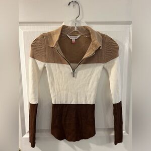 No Boundaries 1/4 Zip Colorblock Pullover Sweater size XS (1)